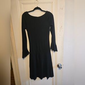 Black Midi Dress With Bell Sleeves